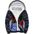 North Melbourne Kangaroos ANZAC Day Sherpa Hoodie Indigenous Dot Art with Poppy Flower Tribute