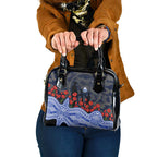 North Melbourne Kangaroos ANZAC Day Shoulder Handbag Indigenous Dot Art with Poppy Flower Tribute