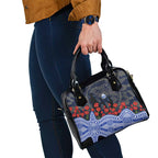 North Melbourne Kangaroos ANZAC Day Shoulder Handbag Indigenous Dot Art with Poppy Flower Tribute