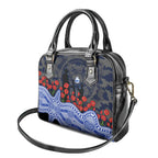 North Melbourne Kangaroos ANZAC Day Shoulder Handbag Indigenous Dot Art with Poppy Flower Tribute
