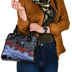 North Melbourne Kangaroos ANZAC Day Shoulder Handbag Indigenous Dot Art with Poppy Flower Tribute