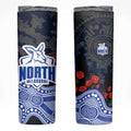 North Melbourne Kangaroos ANZAC Day Skinny Tumbler Indigenous Dot Art with Poppy Flower Tribute