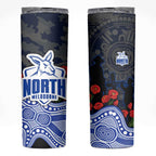 North Melbourne Kangaroos ANZAC Day Skinny Tumbler Indigenous Dot Art with Poppy Flower Tribute