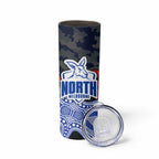North Melbourne Kangaroos ANZAC Day Skinny Tumbler Indigenous Dot Art with Poppy Flower Tribute
