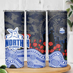 North Melbourne Kangaroos ANZAC Day Skinny Tumbler Indigenous Dot Art with Poppy Flower Tribute