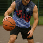 North Melbourne Kangaroos ANZAC Day Sleeveless Hoodie Indigenous Dot Art with Poppy Flower Tribute