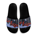 North Melbourne Kangaroos ANZAC Day Slide Sandals Indigenous Dot Art with Poppy Flower Tribute