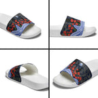 North Melbourne Kangaroos ANZAC Day Slide Sandals Indigenous Dot Art with Poppy Flower Tribute