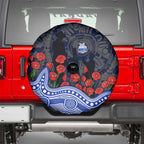North Melbourne Kangaroos ANZAC Day Spare Tire Cover Indigenous Dot Art with Poppy Flower Tribute