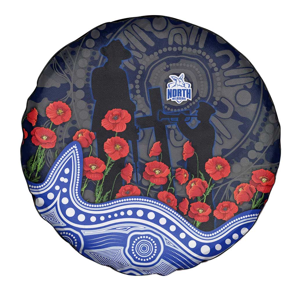 North Melbourne Kangaroos ANZAC Day Spare Tire Cover Indigenous Dot Art with Poppy Flower Tribute