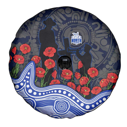 North Melbourne Kangaroos ANZAC Day Spare Tire Cover Indigenous Dot Art with Poppy Flower Tribute