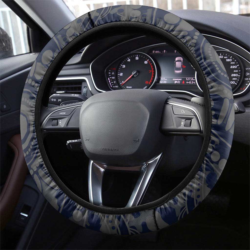 North Melbourne Kangaroos ANZAC Day Steering Wheel Cover Indigenous Dot Art with Poppy Flower Tribute