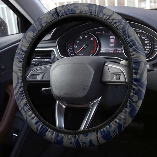 North Melbourne Kangaroos ANZAC Day Steering Wheel Cover Indigenous Dot Art with Poppy Flower Tribute