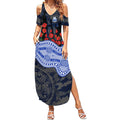 North Melbourne Kangaroos ANZAC Day Summer Maxi Dress Indigenous Dot Art with Poppy Flower Tribute