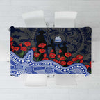 North Melbourne Kangaroos ANZAC Day Tablecloth Indigenous Dot Art with Poppy Flower Tribute