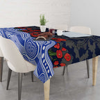 North Melbourne Kangaroos ANZAC Day Tablecloth Indigenous Dot Art with Poppy Flower Tribute