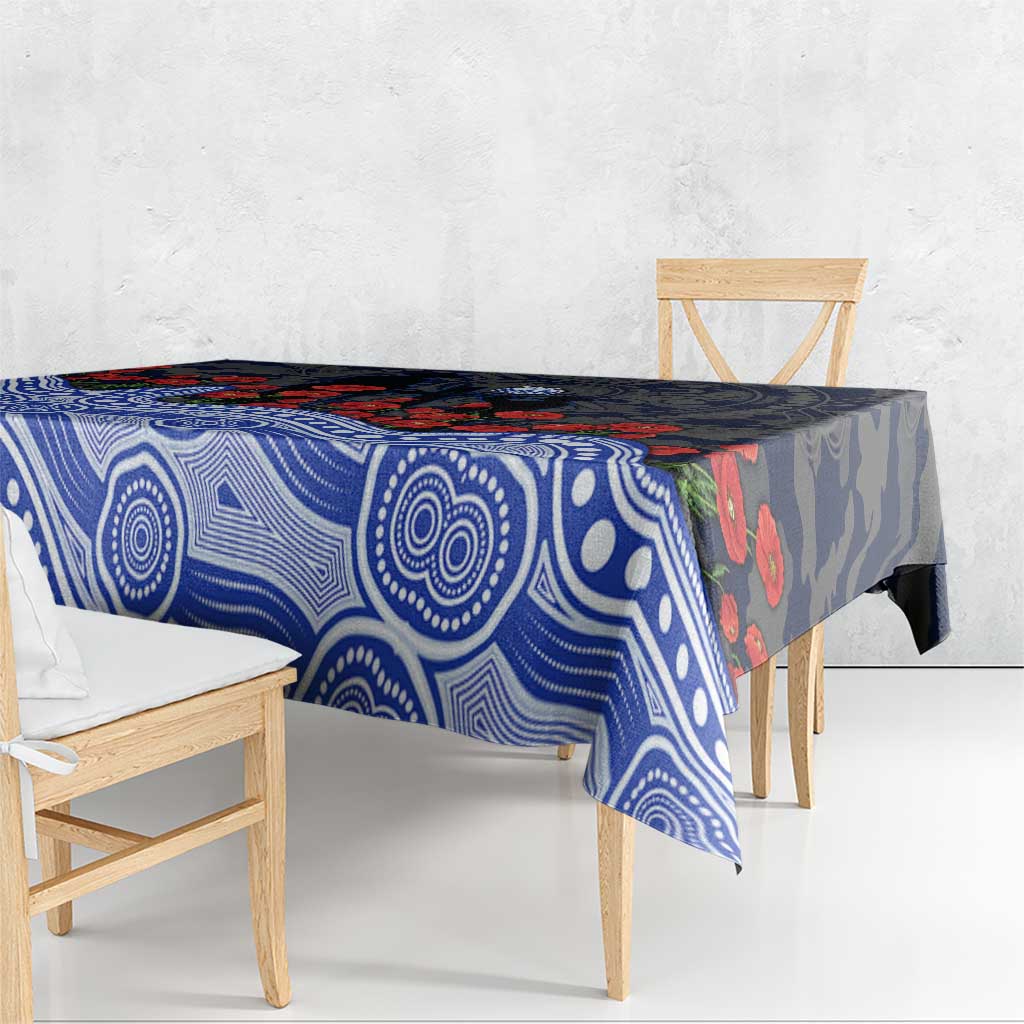 North Melbourne Kangaroos ANZAC Day Tablecloth Indigenous Dot Art with Poppy Flower Tribute
