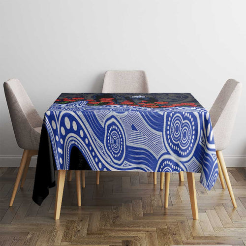 North Melbourne Kangaroos ANZAC Day Tablecloth Indigenous Dot Art with Poppy Flower Tribute