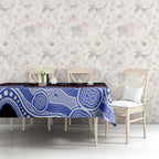 North Melbourne Kangaroos ANZAC Day Tablecloth Indigenous Dot Art with Poppy Flower Tribute