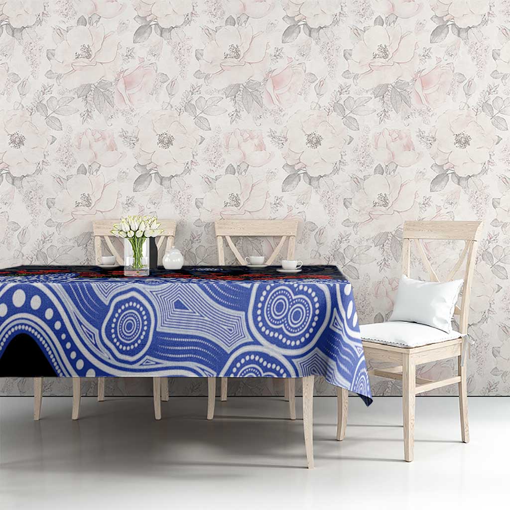 North Melbourne Kangaroos ANZAC Day Tablecloth Indigenous Dot Art with Poppy Flower Tribute