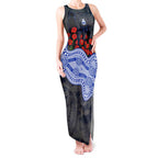 North Melbourne Kangaroos ANZAC Day Tank Maxi Dress Indigenous Dot Art with Poppy Flower Tribute