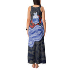 North Melbourne Kangaroos ANZAC Day Tank Maxi Dress Indigenous Dot Art with Poppy Flower Tribute
