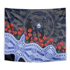 North Melbourne Kangaroos ANZAC Day Tapestry Indigenous Dot Art with Poppy Flower Tribute