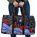 North Melbourne Kangaroos ANZAC Day Travel Bag Indigenous Dot Art with Poppy Flower Tribute