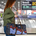 North Melbourne Kangaroos ANZAC Day Travel Bag Indigenous Dot Art with Poppy Flower Tribute