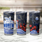 North Melbourne Kangaroos ANZAC Day Tumbler Cup Indigenous Dot Art with Poppy Flower Tribute