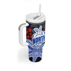 North Melbourne Kangaroos ANZAC Day Tumbler With Handle Indigenous Dot Art with Poppy Flower Tribute