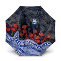 North Melbourne Kangaroos ANZAC Day Umbrella Indigenous Dot Art with Poppy Flower Tribute