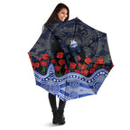 North Melbourne Kangaroos ANZAC Day Umbrella Indigenous Dot Art with Poppy Flower Tribute