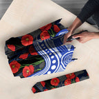 North Melbourne Kangaroos ANZAC Day Umbrella Indigenous Dot Art with Poppy Flower Tribute