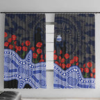 North Melbourne Kangaroos ANZAC Day Window Curtain Indigenous Dot Art with Poppy Flower Tribute