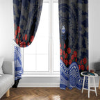 North Melbourne Kangaroos ANZAC Day Window Curtain Indigenous Dot Art with Poppy Flower Tribute