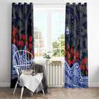 North Melbourne Kangaroos ANZAC Day Window Curtain Indigenous Dot Art with Poppy Flower Tribute