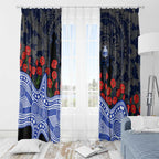 North Melbourne Kangaroos ANZAC Day Window Curtain Indigenous Dot Art with Poppy Flower Tribute