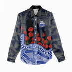 North Melbourne Kangaroos ANZAC Day Women Casual Shirt Indigenous Dot Art with Poppy Flower Tribute