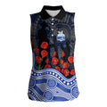 North Melbourne Kangaroos ANZAC Day Women Sleeveless Polo Shirt Indigenous Dot Art with Poppy Flower Tribute