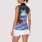 North Melbourne Kangaroos ANZAC Day Women Sleeveless Polo Shirt Indigenous Dot Art with Poppy Flower Tribute