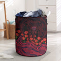 Melbourne Demons ANZAC Day Laundry Basket Indigenous Dot Art with Poppy Flower Tribute