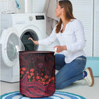 Melbourne Demons ANZAC Day Laundry Basket Indigenous Dot Art with Poppy Flower Tribute