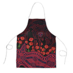 Melbourne Demons ANZAC Day Apron Indigenous Dot Art with Poppy Flower Tribute