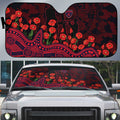 Melbourne Demons ANZAC Day Auto Sun Shade Indigenous Dot Art with Poppy Flower Tribute