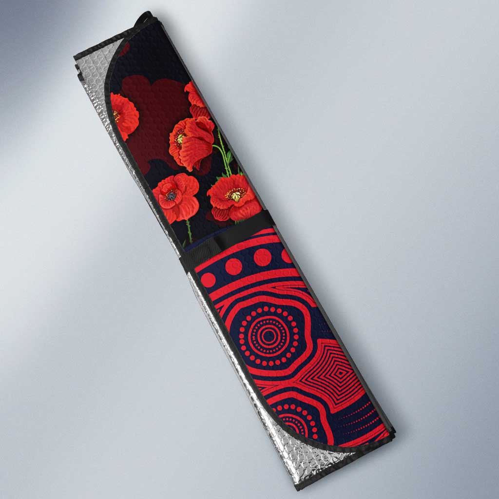 Melbourne Demons ANZAC Day Auto Sun Shade Indigenous Dot Art with Poppy Flower Tribute