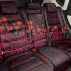 Melbourne Demons ANZAC Day Back Car Seat Cover Indigenous Dot Art with Poppy Flower Tribute