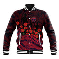 Melbourne Demons ANZAC Day Baseball Jacket Indigenous Dot Art with Poppy Flower Tribute