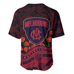 Melbourne Demons ANZAC Day Baseball Jersey Indigenous Dot Art with Poppy Flower Tribute