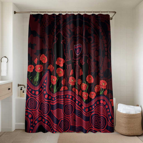 Melbourne Demons ANZAC Day Bathroom Set Indigenous Dot Art with Poppy Flower Tribute
